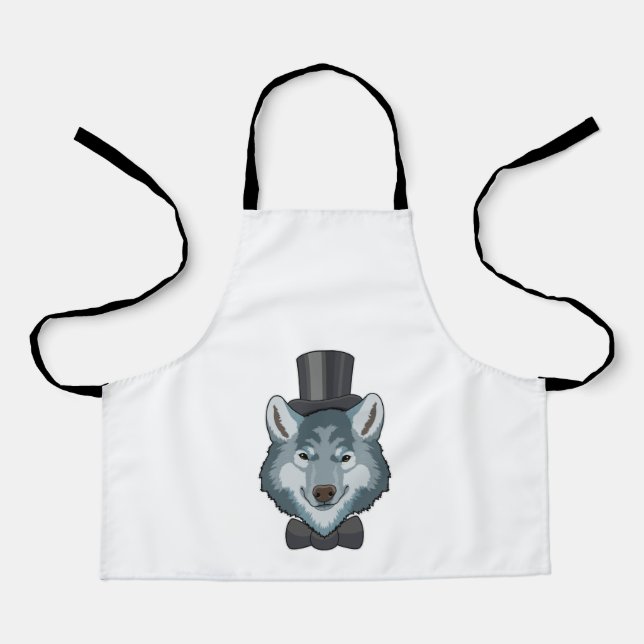 Tablier Loup en marié avec nœud papillon (Recto)