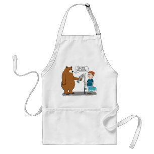 Tablier L'ours donne à un homme un poisson