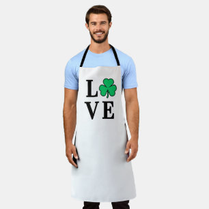 Tablier LOVE Clover Shamrock Irlande St Patrick texte bas