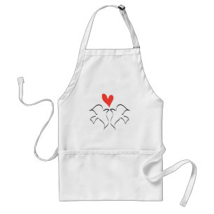 Tablier Love Doves Mariage Red Heart