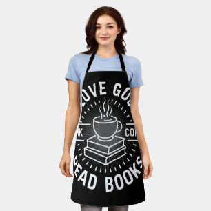 Tablier Love God Drink Coffee Lire les livres Amateurs Vin