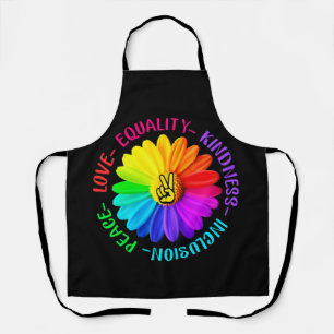 Tablier Love Peace Kindness Inclusion Peace Sign Daisy
