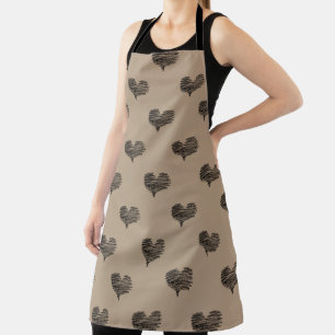 Tablier Love Valentine's Day Black Heart croquis