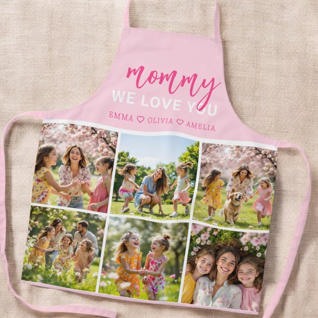 Tablier Love You Mommy mignon Pink Photo Collage (Créateur téléchargé)