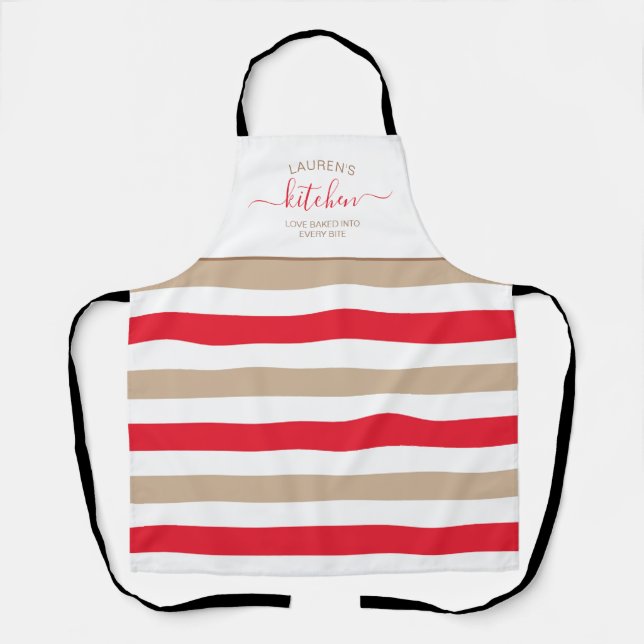 Tablier Loved Baked In Red and Tan Stried (Recto)