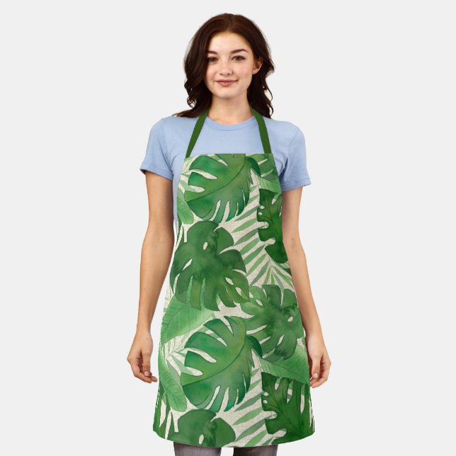 Tablier Luana Aquarelle Tropical Vivid Feuilles (Porté)