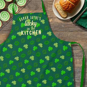 Tablier Lucky dans la cuisine Green St Patrick's Day Apron