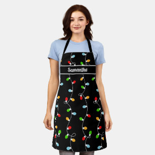Tablier Lumières de Noël noires de boulangerie