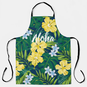 Tablier Luna Hibiscus Garden Hawaiian - Jaune et Marine