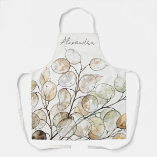 Tablier Lunaria botanique florale aquarelle boho personnal
