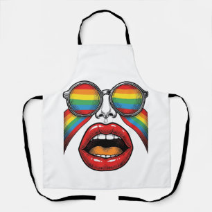 Tablier Lunettes de soleil arc-en-ciel rétro lèvres visage