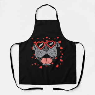 Tablier Lunettes de visage Pitbull Valentines Jour Animaux