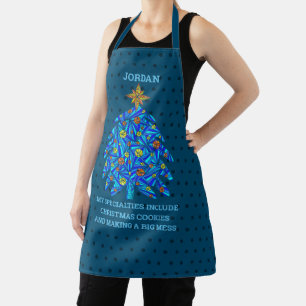 Tablier L'Unisex personnalisé Funny de Noël bleu