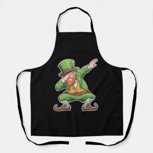 Tablier Lutin vert faisant le dab pour la Saint-Patrick