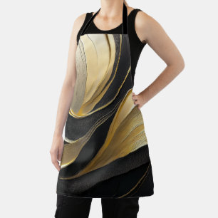 Tablier Luxe Abstrait moderne noir et or-