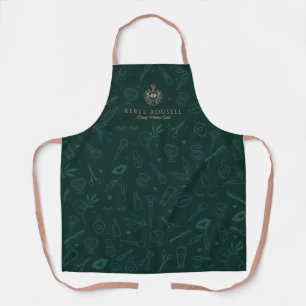 Tablier Luxe Beauté Charms Logo de maquillage vert et ros