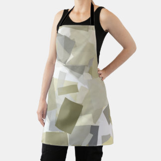Tablier Luxe Vert gris blanc Aquarelle Art Abstrait