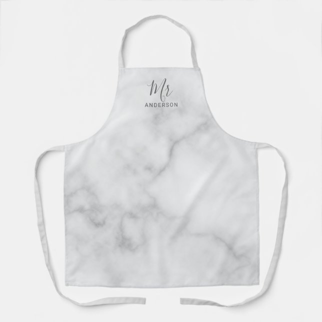 Tablier M. et Mme. | Marbre blanc Script moderne (Recto)