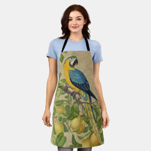 Tablier Macaw Blue Jaune Tropical Jungle Antique