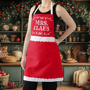 Tablier Madame Claus Mignonne Rouge Fête de Noël