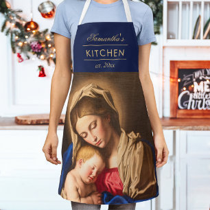 Tablier Madonna & Enfant traditionnel Noël religieux
