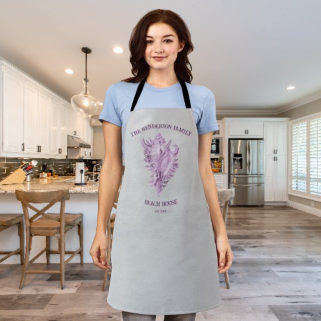 Tablier Magenta Conch Shell Apron (Magenta Conch Shell Personalized Apron)