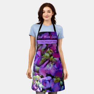 Tablier Magenta Purple bleu jaune Hydrangeas fleurs, maman