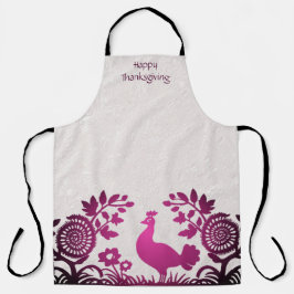 Tablier Magenta Thanksgiving Turkey Floral Apron