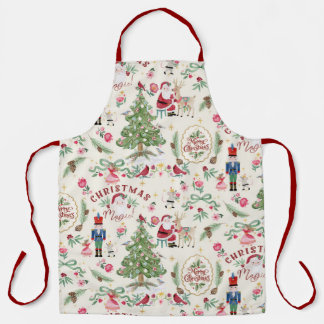 Tablier Magie de Noël à l'aquarelle Rétro Casse-Noisette