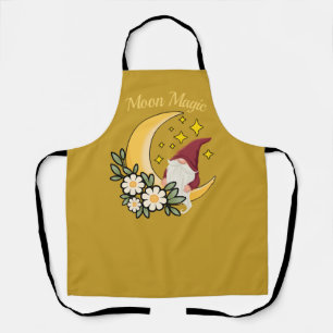 Tablier Magie Lunaire Gnome Mignon sur Fleur de Lune Crois