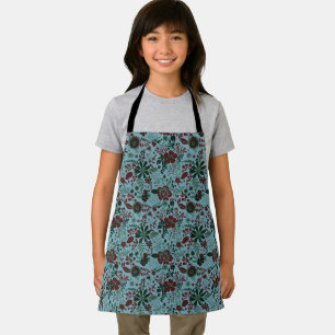 Tablier Magnifique motif floral pastel bleu de style rétro