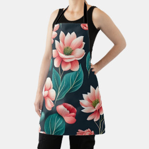Tablier Magnifique motif floral rose