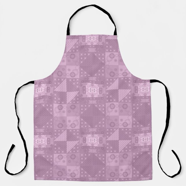 Tablier magnifique patchwork lilas traditionnel (Recto)