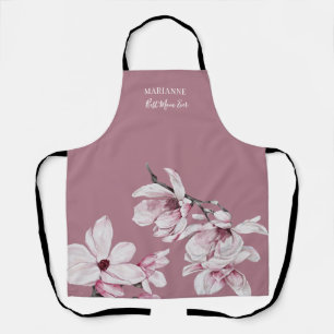 Tablier Magnolia rose botanique Meilleure maman jamais