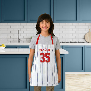 Tablier Maillot de baseball rayé de couleur éditable Nom E