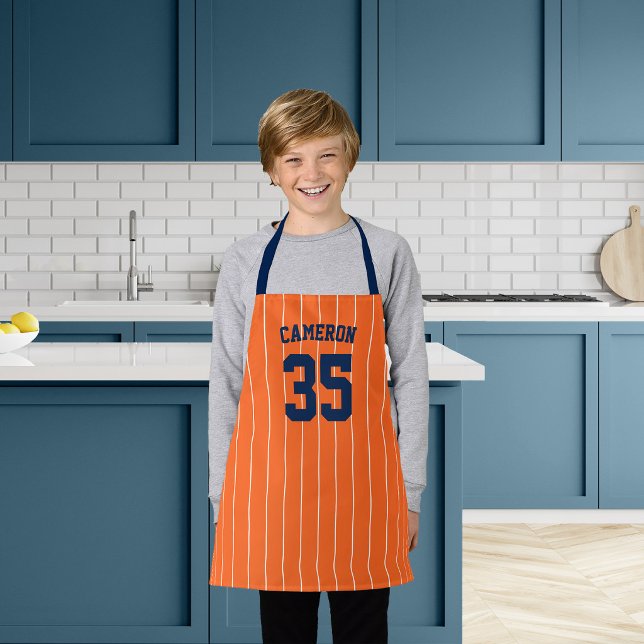 Tablier Maillot de baseball rayé de couleur éditable pour  (Créateur téléchargé)