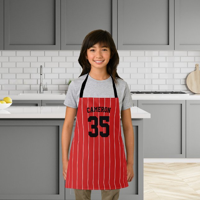 Tablier Maillot de baseball rayé de couleur éditable pour  (Créateur téléchargé)