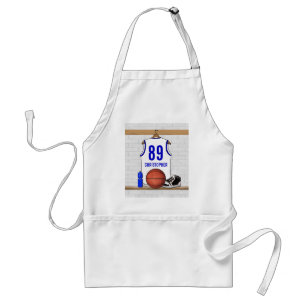 Tablier Maillot de basketball personnalisé blanc et bleu