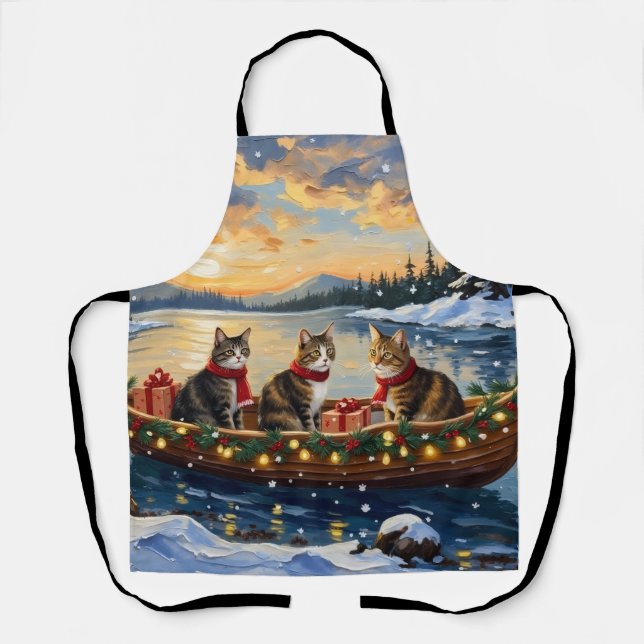 Tablier Maine Coon Cat Christmas Boat Holiday (Recto)