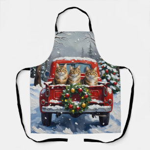 Tablier Maine Coon Noël Camion Rouge Fêtes