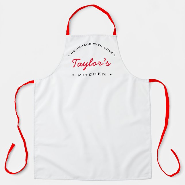 Tablier Maison blanche rouge avec amour Cuisine personnali (Recto)