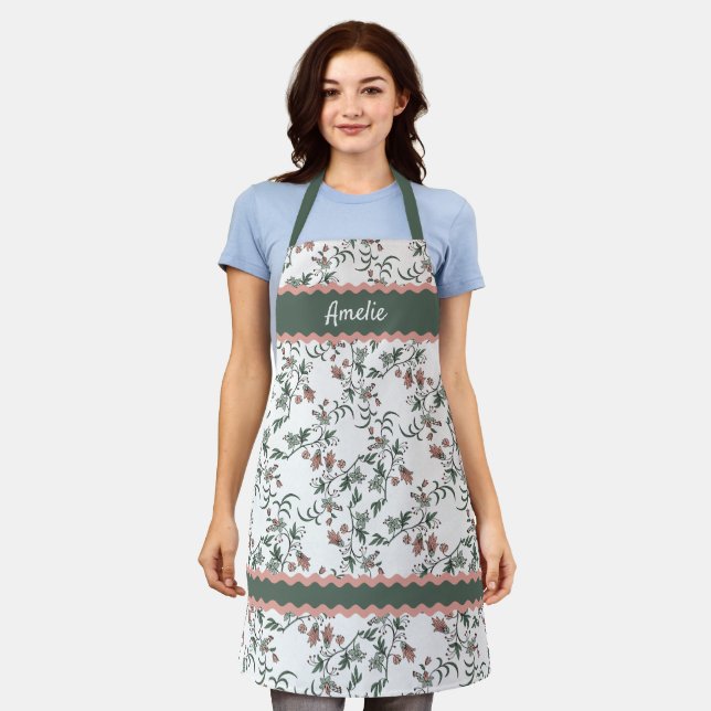 Tablier Maison de campagne personnalisée Jardin Floral Art (Porté)