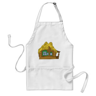 Tablier Maison en rondins slave rustique Toit de chaume tr
