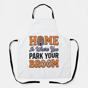 Tablier Maison Halloween Garez Votre Balai Typographie Vin
