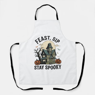 Tablier Maison Hantée Halloween Gravure Vintage Épouvantab