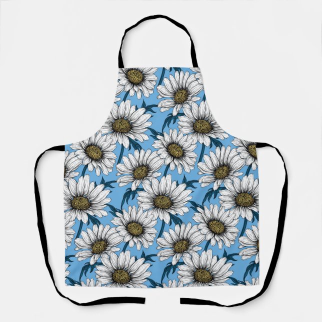 Tablier Maisonnettes, fleurs sauvages sur bleu (Recto)