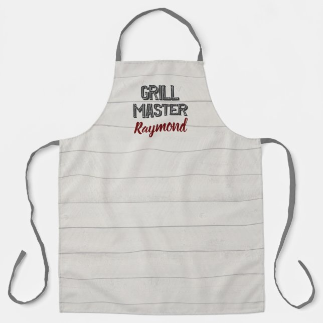 Tablier Maître de barbecue Grill Plats de bois gris rustiq (Recto)