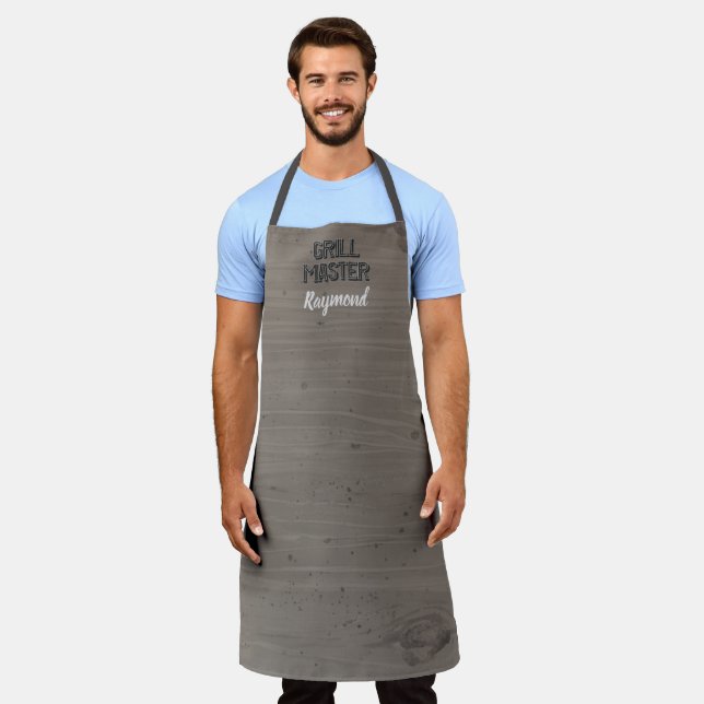 Tablier Maître de grillades de barbecue gris rustique récu (Porté)