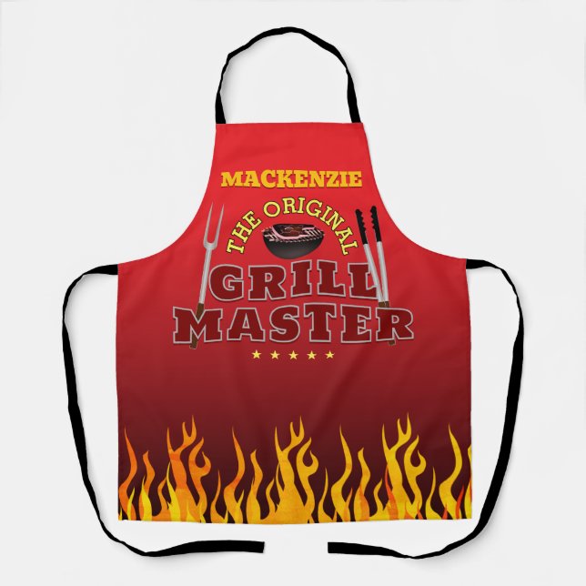 Tablier Maître GRILL FUN avec Flamme sur Dégradé (Recto)