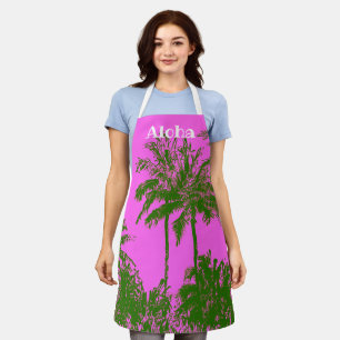 Tablier Makena Beach Hawaiian Sketchy Palms - Fuchsia